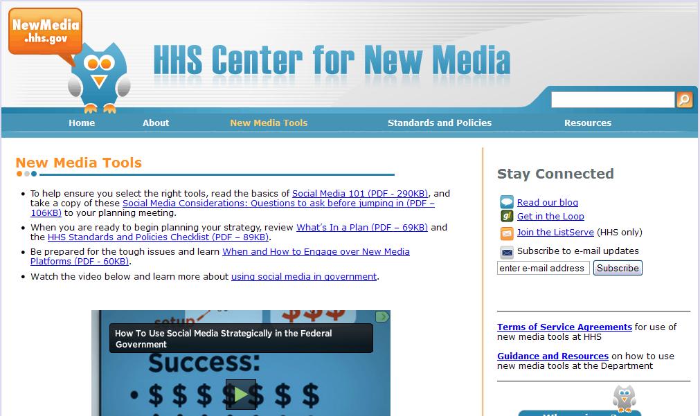 Section 508 Guidance & Checklists HHS also maintains a Center for New Media website that offers some of the first federal government