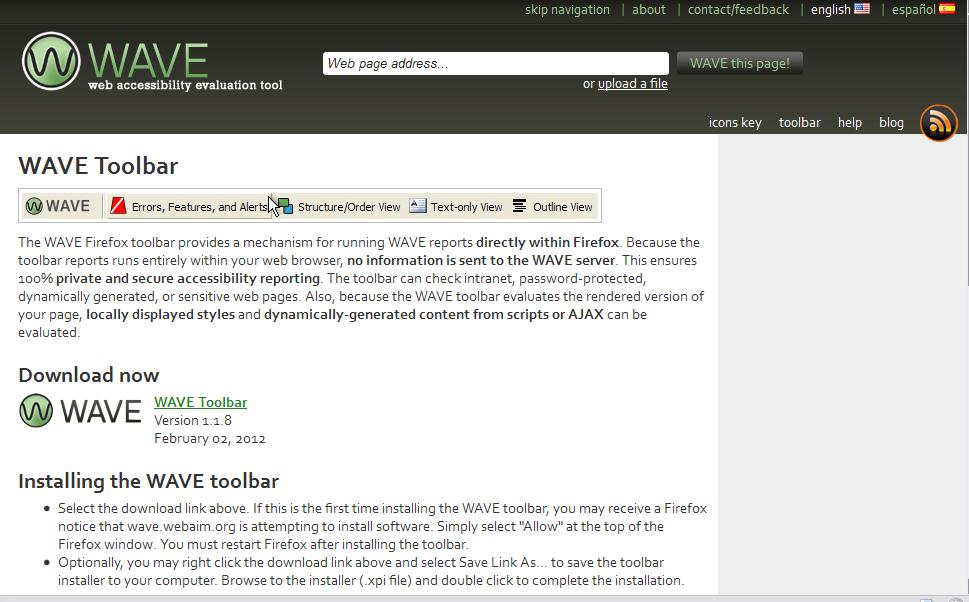 WAVE Toolbar Free Firefox toolbar for testing web accessibility.