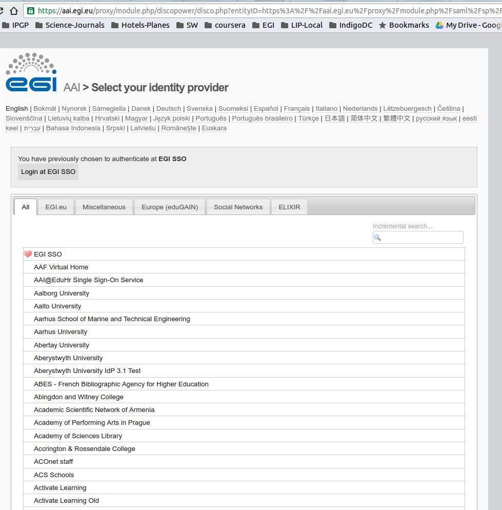 IdP/SP Proxy: Integrated IdPs IdPs: EGI SSO ELIXIR research infrastructure AAI ORCID