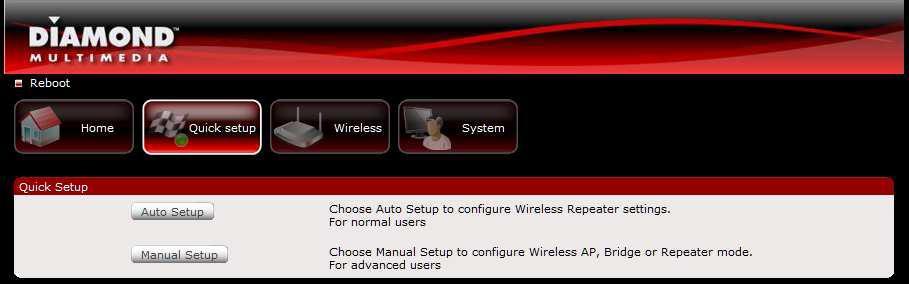 NOTE: If you are connecting to a hidden wireless network, you need to go through the Manual Setup and key-in the information from your existing wireless router/ap manually.