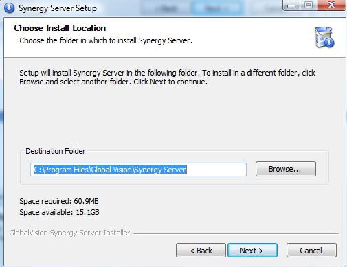 The Synergy Server DB Credentials screen appears. For Microsoft SQL Server 2008: It is required that the Microsoft SQL Server is installed.
