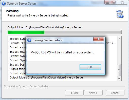 5.2.2 MySQL INSTALLATION A prompt message appears that
