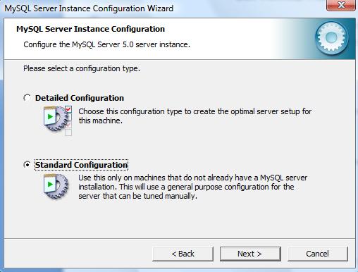 MySQL Server Instance Configuration screen appears.