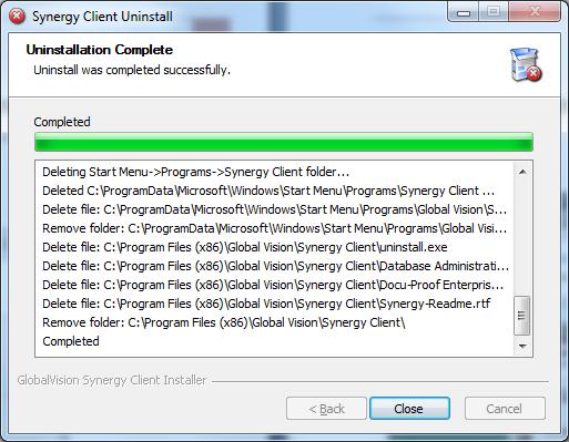 7.3 SYNERGY SERVER UNINSTALL Launch Control Panel and click on Uninstall a program.
