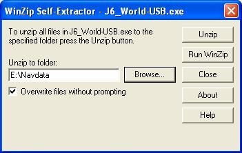 11. Database files are now on the USB memory stick, select