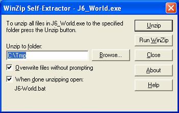 The WinZip Self-Extractor will be displayed.