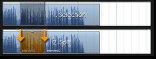 performance, the selection will push other audio on track forward, to the right.