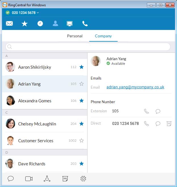 RingCentral for UK Desktop Contacts: Add or Update Your Contacts List Contacts: Add or Update Your Contacts List The Contacts list is your online address book.