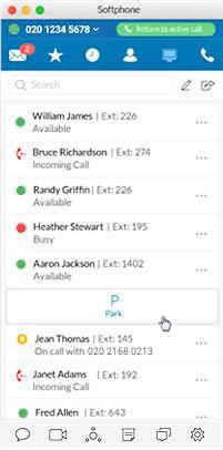 RingCentral for UK Desktop Park Locations at HUD Park Locations at HUD Park Locations is a feature on the Desktop App HUD that allows you to park a call privately that can only be answered by users