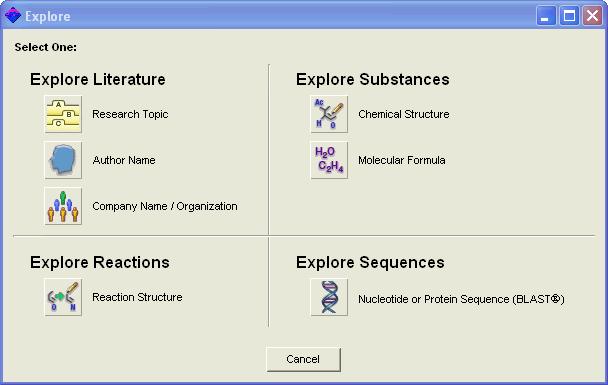 12 Explore Explore Explore allows you to retrieve scientific information in the CAS databases as well as the MEDLINE database.