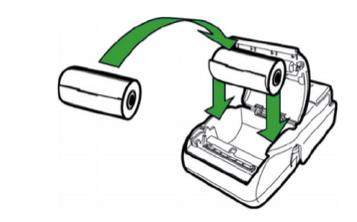 Hold the roll so that the paper feeds from the bottom of the roll when the terminal is inverted.