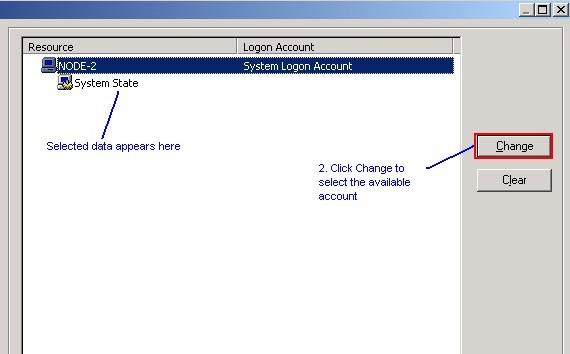 6. Select the logon account to use for