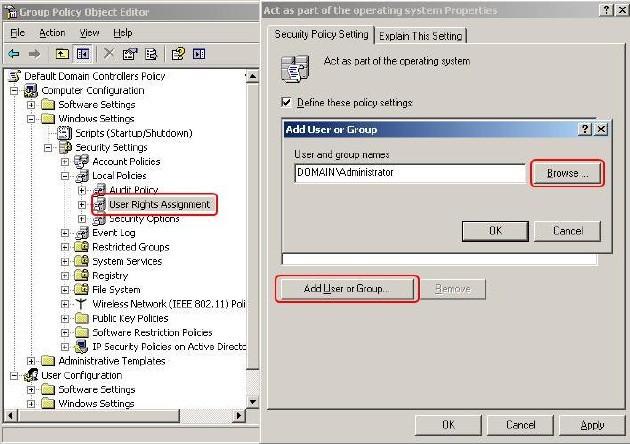 3. For the user and group names, click Browse 4. Select the new desired user account, click Add, and then click OK (Figure 3) Figure 3 5. Click OK, and then click OK again 6.