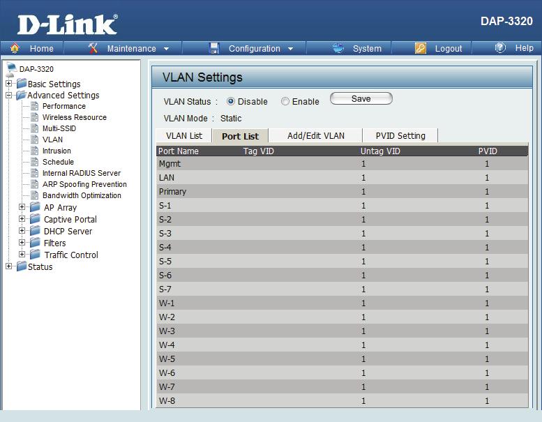 Port List The Port List tab displays the current ports. If you want to configure guest and internal networks on a Virtual LAN (VLAN), the switch and DHCP server you are using must also support VLANs.