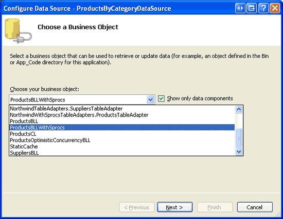 Figure 9: Configure the ObjectDataSource to