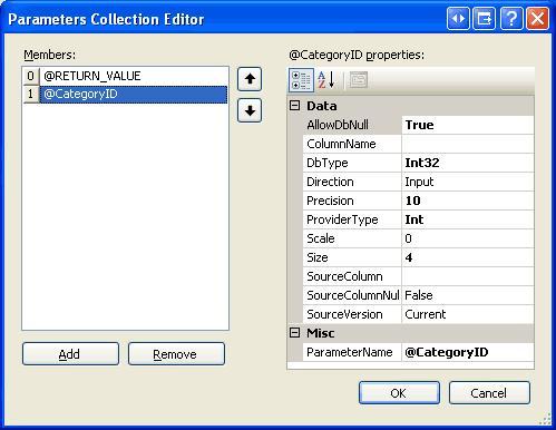 19 of 20 Figure 16: Ensure That the Parameters Settings are Correct Once the DAL has been updated, deleting a category will automatically delete all of its associated products and do so under the