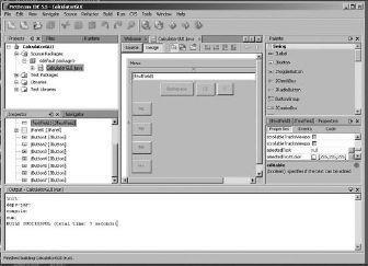 Figure 13.19 Implementing the GUI of a Calculator using NetBeans Figure 13.20 The codes of the Calculator are generated automatically.