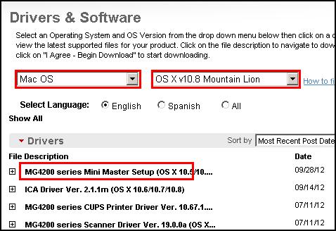 Installing the Drivers using downloaded files << Previous If you can t find your CD-ROM, you can set up the printer by downloading and installing the MG4200 series Mini Master Setup, which includes