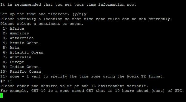 Syntax: <time zone name> <hours ahead of UTC> The time zone name does not matter, but the hour variable sets the time for the