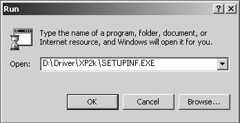 Getting Connected and Installing Drivers (Windows) fig.05-5_40 9 In the dialog box that appears, input the following into the Open field, and click [OK]. (drive name):\driver\xp2k\setupinf.