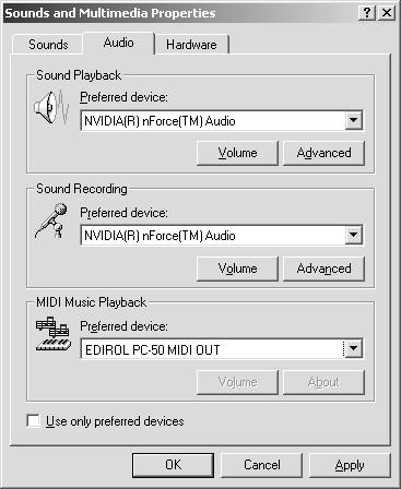 Getting Connected and Installing Drivers (Windows) Windows 2000 / Me users Make the following settings so that you can use the MIDI functionality of the PC-50.