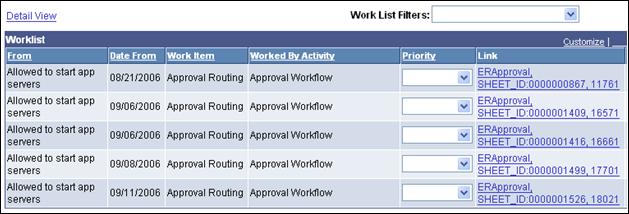 3. Select the Expense Report to approve from the table by clicking on the blue corresponding link.