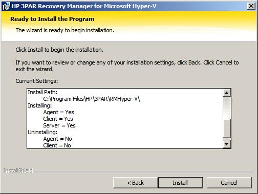 Figure 8 Feature Installation Settings dialog The process now initiates and provides status updates throughout the installation period. 9. Click Finish when the installation is complete.