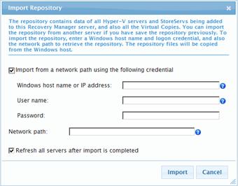 Importing Repository Backup To import a repository from a Network path: 1. From the menu bar, click Administrative Tools to open the drop-down menu. 2. Click Import Repository.