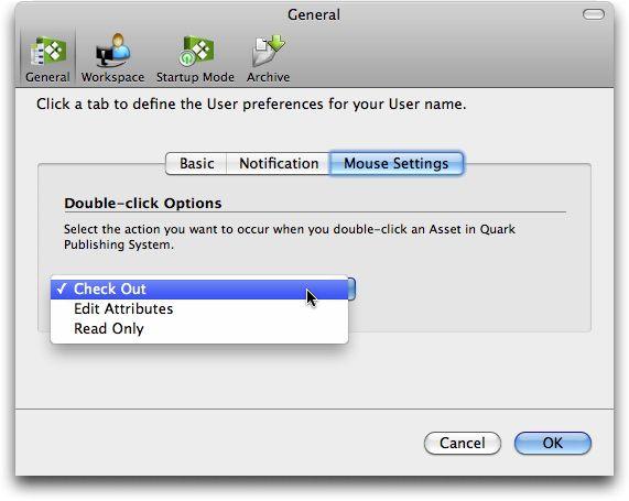 CLIENT TASKS Mouse Settings tab of General pane of Preferences dialog box