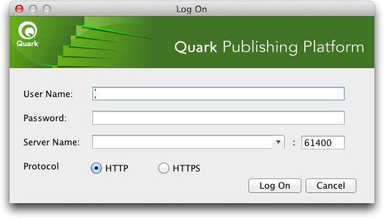 SCRIPT MANAGER Logging on with Quark Publishing Platform Script Manager You must log on before you can create or edit a script for Quark Publishing Platform Server.