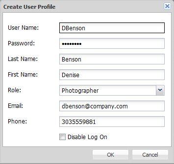 CONFIGURATION Use the Administration: User Profiles window to add and delete users and override user-role settings. To create a user profile, click +.