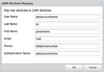 CONFIGURATION 2 Click LDAP Attribute Mapping. The LDAP Attribute Mapping dialog box displays.