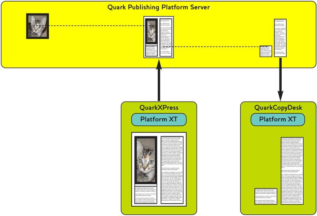 CLIENT TASKS The layout artist updates the layout in Quark Publishing Platform. This automatically updates the geometry in the article. Quark Publishing Platform notifies the writer of the change.