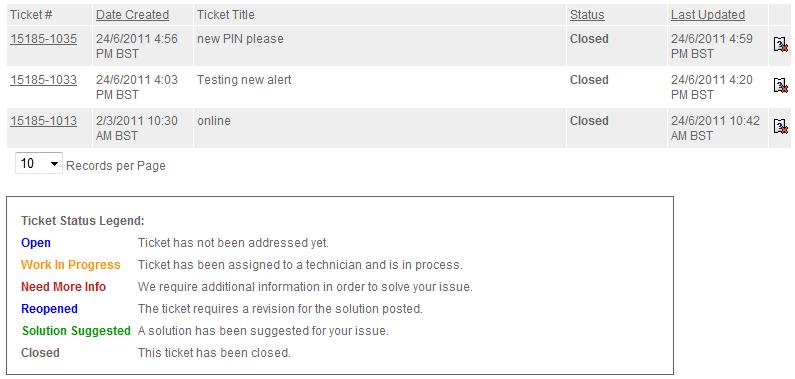 My Tickets The status of your tickets will automatically be updated when a support agent works on it.