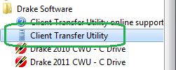 Operation Launching the Client Transfer Utility The Client Transfer Utility can be launched from the Start Menu (found