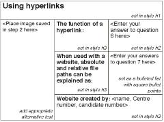 Question Answer Marks 5 Create a web page called 73links.htm 7 This web page must work in all browsers and will have a table structure with visible borders and gridlines, as shown below.