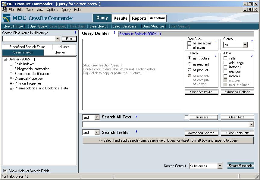 2 Query 2.1 Select the Database Click this button to select one or more databases for your search.