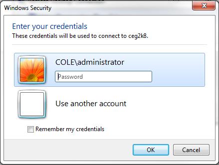 Enter your Server s name or IP address. Then click on Connect. Your Network Administrator may have configured your login credentials to automatically connect and log in to the server.