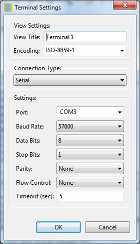 Appendices Step 3 Step 4 Step 5 In the Terminal Settings dialogue box (shown above), provide the following information: a) In the Port field, from the drop-down list, select the serial communications