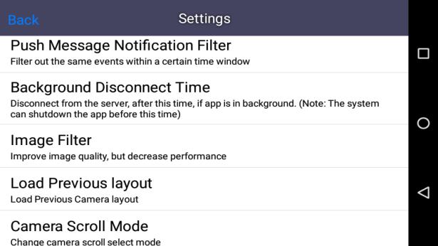 3.5.2 Global settings Push Message Notification Filter: Within the set time the system does not send push notification from the same events.