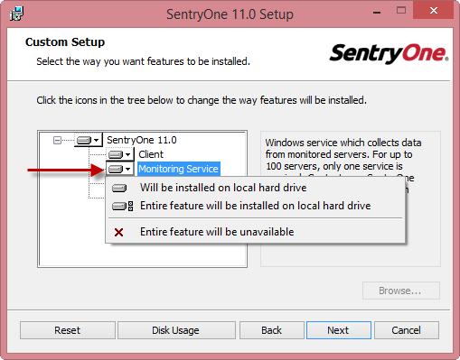 SentryOne Quick Start 13 Only one Monitoring Service is required for your SentryOne Enterprise. Unless desired, there is no need to install a Monitoring Service on any DBA workstation machines.