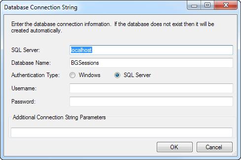 The connection string used to connect to the database where session data will be stored. True or False. Designates if the system information will be stored.