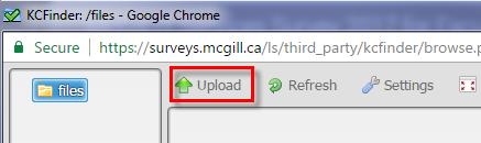 3. Click Upload and locate the file on your computer; click Open to upload it. 4.