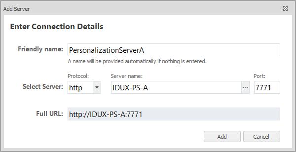 3. Click the new server buttn. The Add Server dialg displays. 4. Enter a Friendly Name fr the server. This can be any text but shuld be smething which will enable yu t identify the server.