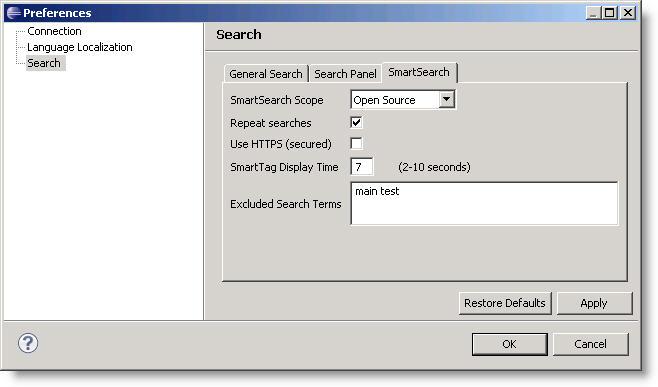 BLACK DUCK CODE SIGHT USER'S GUIDE 23 The SmartSearch tab allows for customization of the plug-in s behavior.