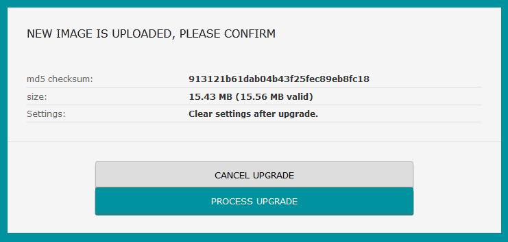The firmware used for web upgrade should be a sysupgrade type firmware, user can choose if keep settings or not after upgrade.