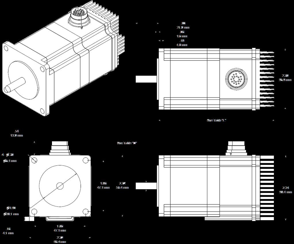 Mechanical Dimensions Model Shaft Diameter "D" Body Length "L" QCI-X23C-1.25 in 6.35mm 3.58 in 91 mm QCI-X23C-3.