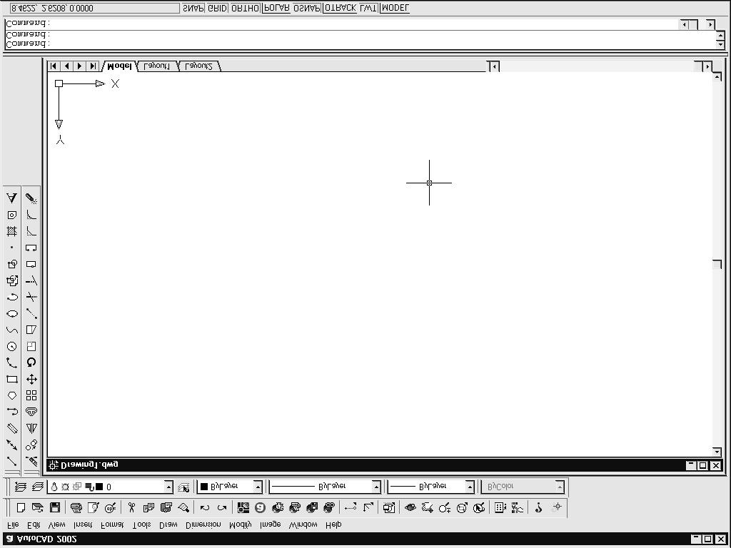 6 AutoCAD 2002: The Complete Reference Toolbars Menu bar Title bar Document window (drawing area) Status bar Command window Figure 1-1.