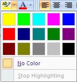 3. Select the desired color. To change the font color for selected text: 1. Select the text to change. 2. Click the Font Color drop-down arrow on the Font Color button in the Font group.