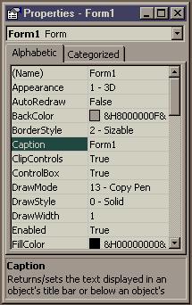 Figure 1-6. Visual Basic s Project window. Layout window shows the relative location of the forms on the screen.
